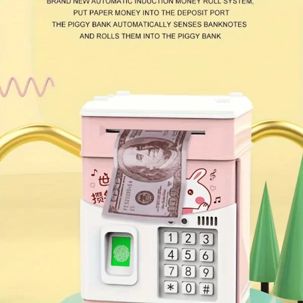 Realistic Fingerprint Piggy Bank ATM - Melodic Money Roll with Secure Password Box