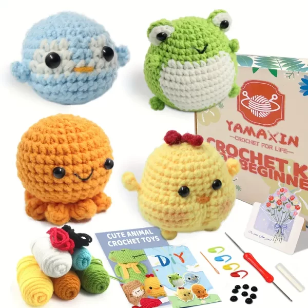 4pcs, DIY Crochet Animal Kit