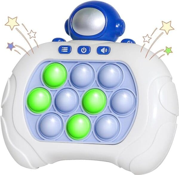 Fast Push Pop Game Fidget it Toys for Kids, Electronic Handheld Astronaut Blue Quick Push Bubbles Light up Sensory Toy